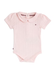 Tommy Hilfiger Pink Essential Pointelle Short Sleeve Bodysuit - Image 2 of 2