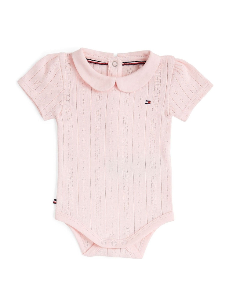 Tommy Hilfiger Pink Essential Pointelle Short Sleeve Bodysuit - Image 2 of 2