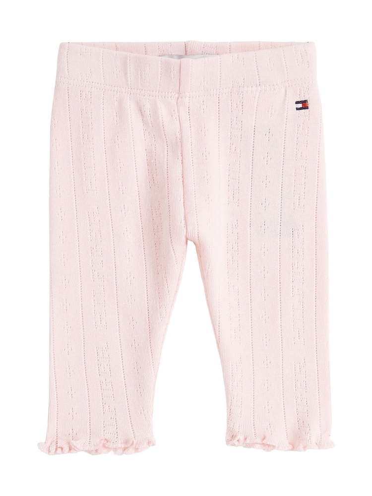 Tommy Hilfiger Pink 100% Cotton Essential Pointelle Leggings - Image 1 of 2