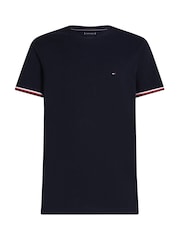 Tommy Hilfiger Blue Global Stripe Cuff 100% Cotton T-Shirt - Image 4 of 5