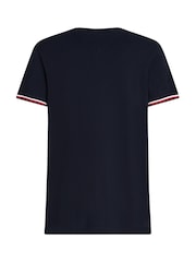 Tommy Hilfiger Blue Global Stripe Cuff 100% Cotton T-Shirt - Image 5 of 5