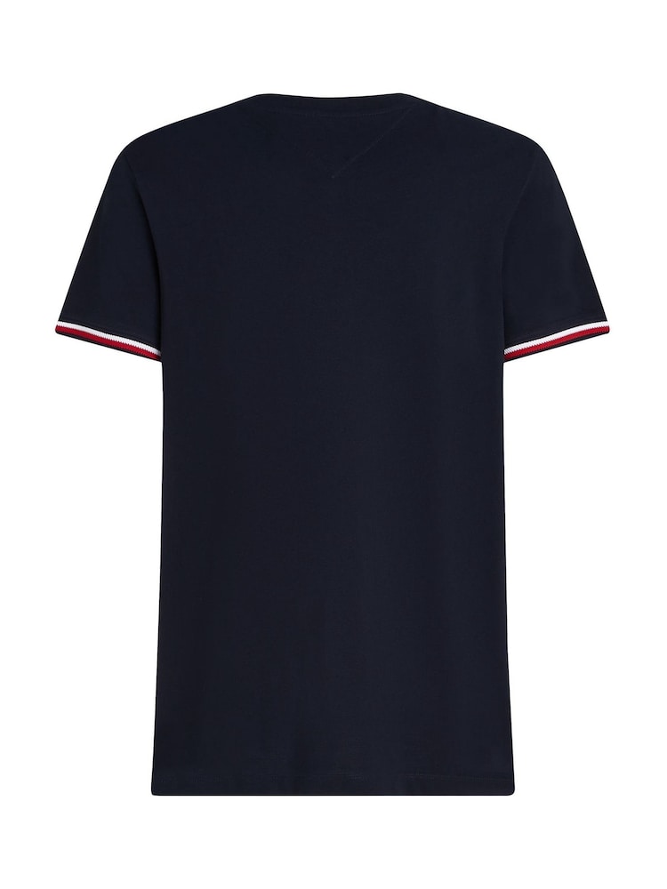Tommy Hilfiger Blue Global Stripe Cuff 100% Cotton T-Shirt - Image 5 of 5