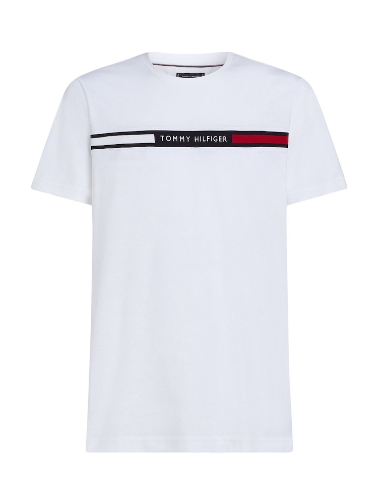 Tommy Hilfiger White Regular Fit 100% Cotton T-Shirt With Logo Panel - Image 5 of 7