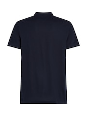 Tommy Hilfiger Blue Performance Zip Short Sleeve 100% Cotton Polo Shirt - Image 6 of 6
