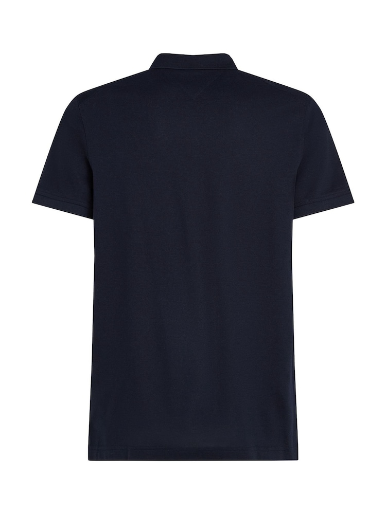 Tommy Hilfiger Blue Performance Zip Short Sleeve 100% Cotton Polo Shirt - Image 6 of 6