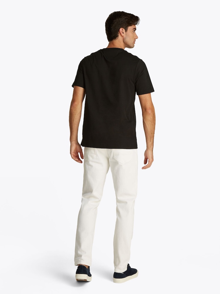 Tommy Hilfiger Black Regular Fit 100% Cotton T-Shirt With Logo Panel - Image 3 of 6