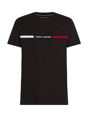 Черный - Футболка Tommy Hilfiger Regular Fit из 100% хлопка с логотипом на панели - Image 5 of 6