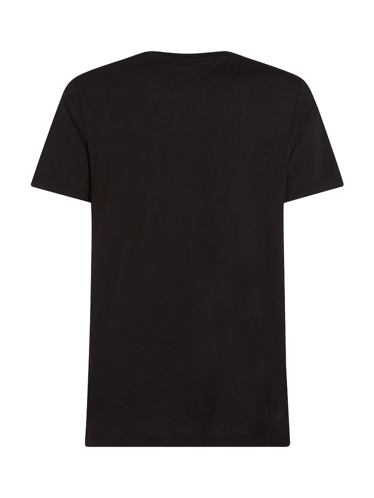 Черный - Футболка Tommy Hilfiger Regular Fit из 100% хлопка с логотипом на панели - Image 6 of 6