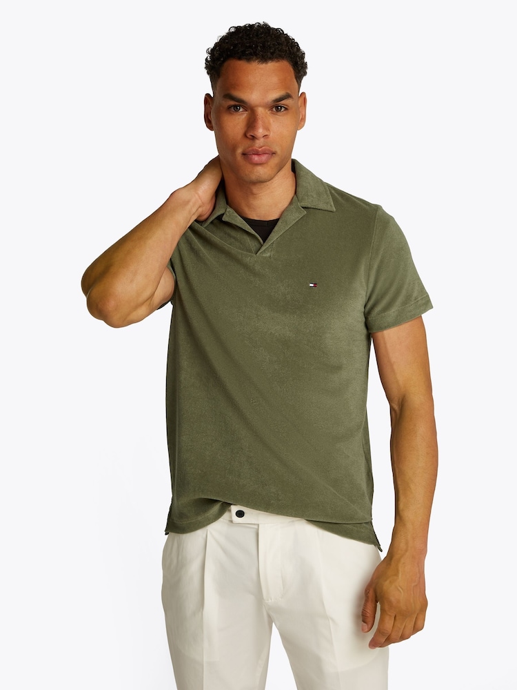 Tommy Hilfiger Green Regular Fit Towelling Short Sleeve Polo Shirt - Image 1 of 6