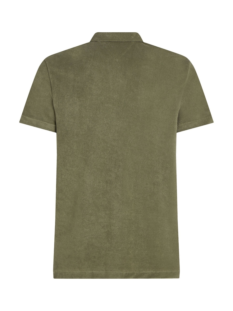 Tommy Hilfiger Green Regular Fit Towelling Short Sleeve Polo Shirt - Image 6 of 6