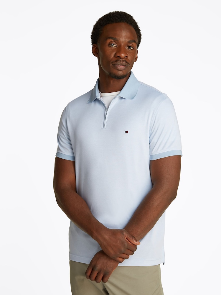 Синий - Tommy Hilfiger Regular Fit Performance Zip Short Sleeve Polo Shirt - Image 1 of 6