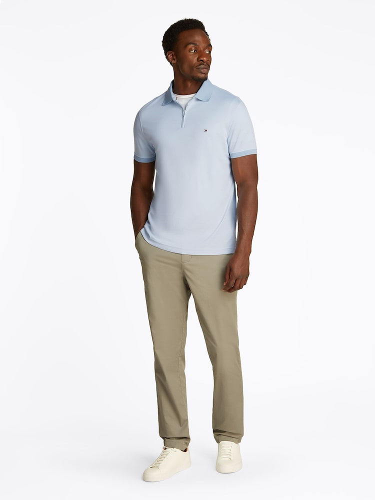 Синий - Tommy Hilfiger Regular Fit Performance Zip Short Sleeve Polo Shirt - Image 2 of 6