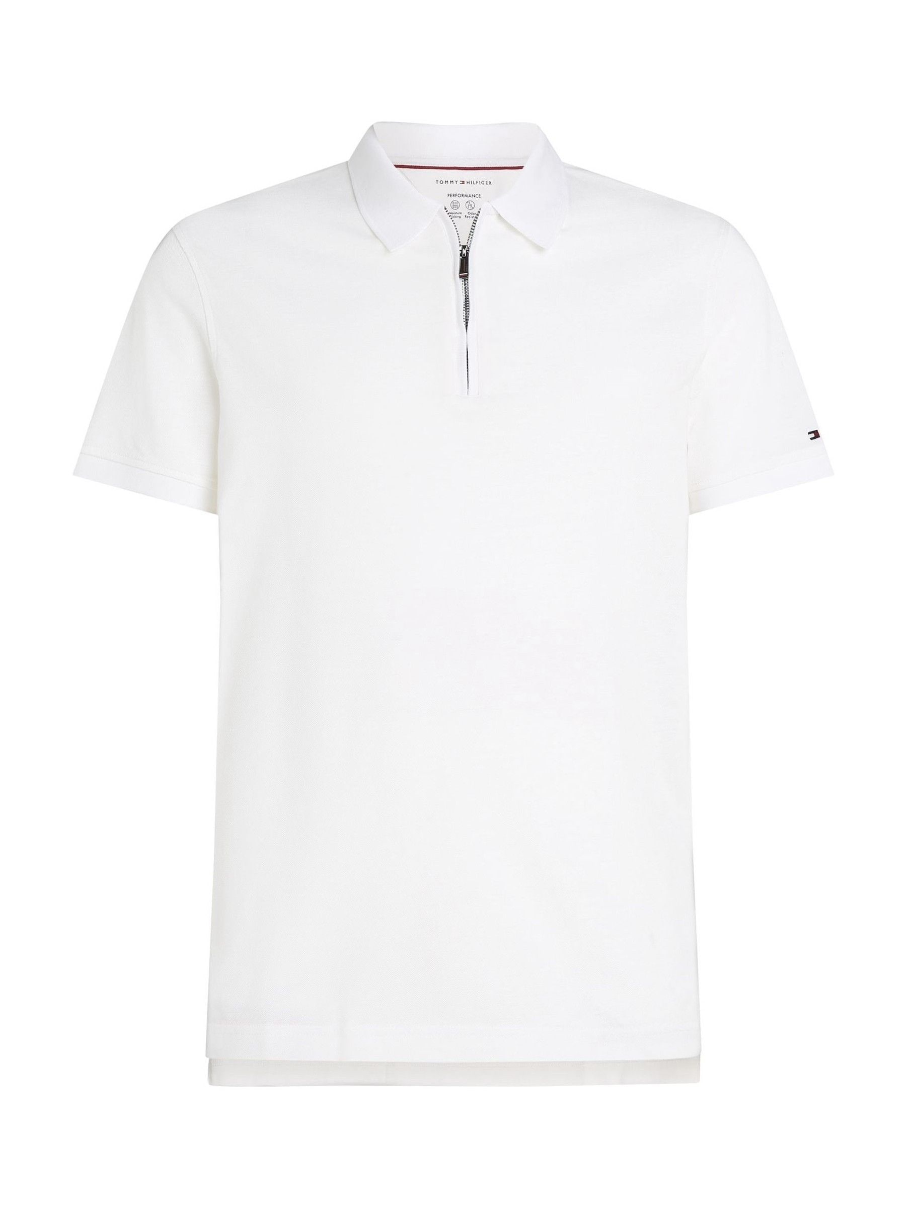Buy Tommy Hilfiger White Performance Zip Short Sleeve 100% Cotton