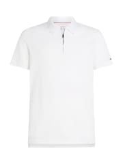 Tommy Hilfiger White Performance Zip Short Sleeve 100% Cotton Polo Shirt - Image 5 of 6