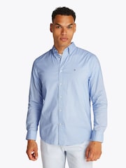 Tommy Hilfiger Aqua Blue Regular Fit Flex Poplin Stripe 100% Cotton Shirt - Image 1 of 6