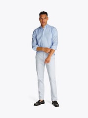Tommy Hilfiger Aqua Blue Regular Fit Flex Poplin Stripe 100% Cotton Shirt - Image 2 of 6