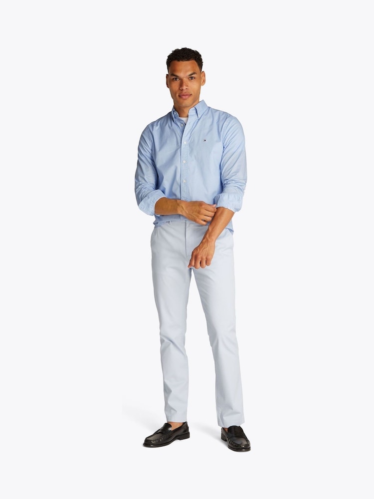 Tommy Hilfiger Aqua Blue Regular Fit Flex Poplin Stripe 100% Cotton Shirt - Image 2 of 6