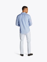 Tommy Hilfiger Aqua Blue Regular Fit Flex Poplin Stripe 100% Cotton Shirt - Image 3 of 6