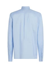Tommy Hilfiger Aqua Blue Regular Fit Flex Poplin Stripe 100% Cotton Shirt - Image 6 of 6