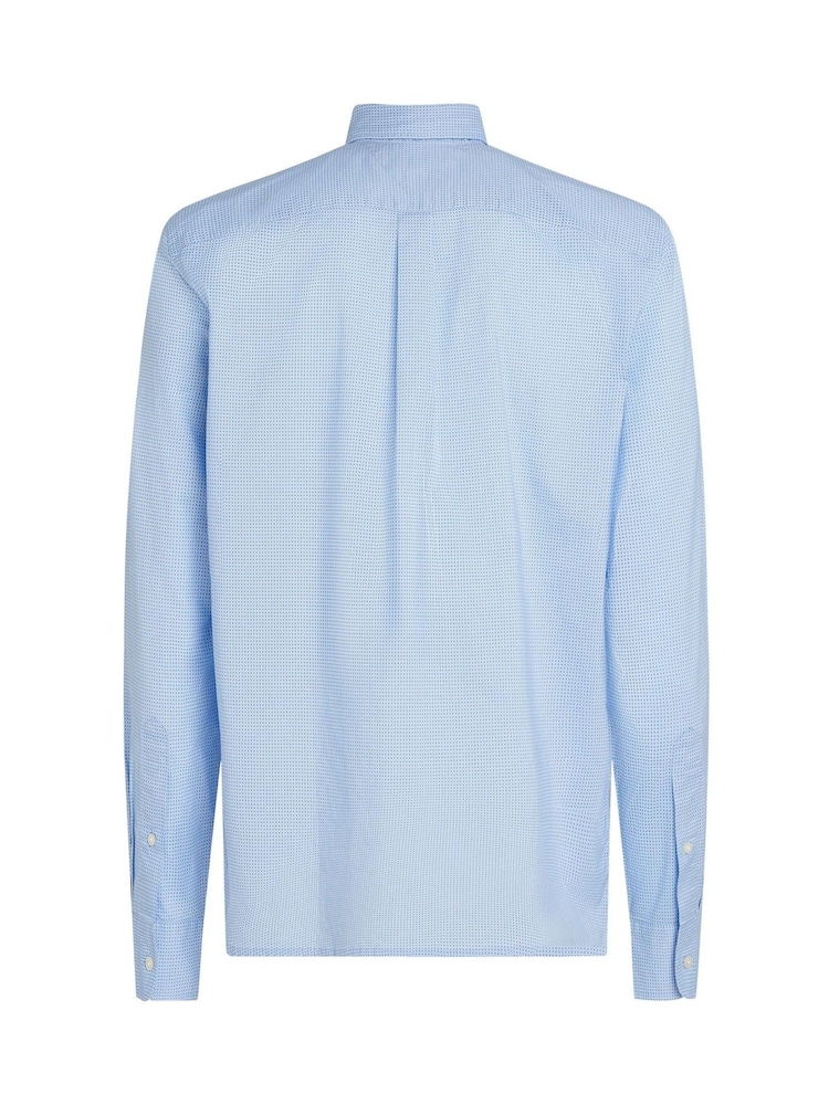 Tommy Hilfiger Aqua Blue Regular Fit Flex Poplin Stripe 100% Cotton Shirt - Image 6 of 6