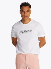 Tommy Hilfiger White Hilfiger Summer Script 100% Cotton T-Shirt - Image 1 of 6