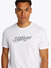 Tommy Hilfiger White Hilfiger Summer Script 100% Cotton T-Shirt - Image 4 of 6