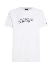Tommy Hilfiger White Hilfiger Summer Script 100% Cotton T-Shirt - Image 5 of 6