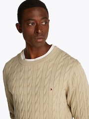 Бежевый - Tommy Hilfiger Classic Cable 100% Cotton Jumper - Image 4 of 6