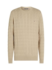 Бежевый - Tommy Hilfiger Classic Cable 100% Cotton Jumper - Image 5 of 6
