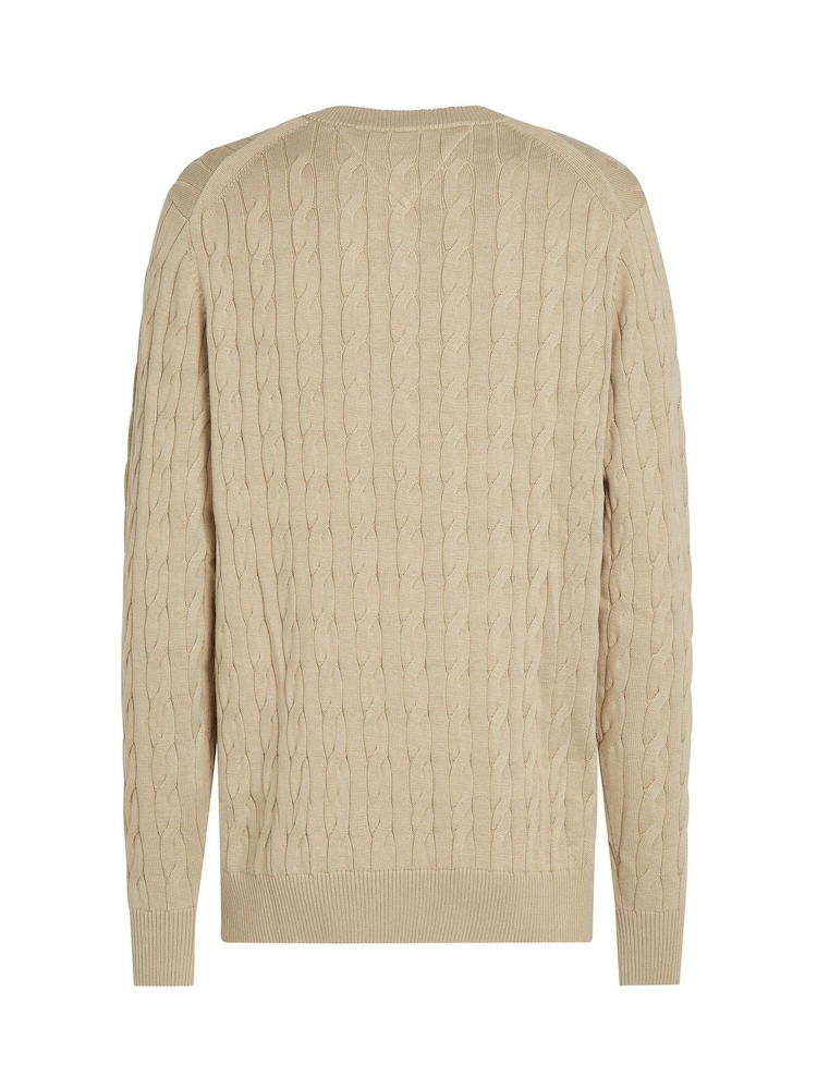 Бежевый - Tommy Hilfiger Classic Cable 100% Cotton Jumper - Image 6 of 6