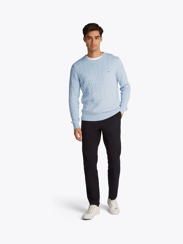 Синий - Tommy Hilfiger Classic Cable 100% Cotton Jumper - Image 2 of 6