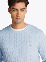 Синий - Tommy Hilfiger Classic Cable 100% Cotton Jumper - Image 4 of 6