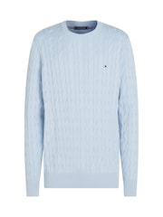 Синий - Tommy Hilfiger Classic Cable 100% Cotton Jumper - Image 5 of 6