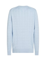 Синий - Tommy Hilfiger Classic Cable 100% Cotton Jumper - Image 6 of 6