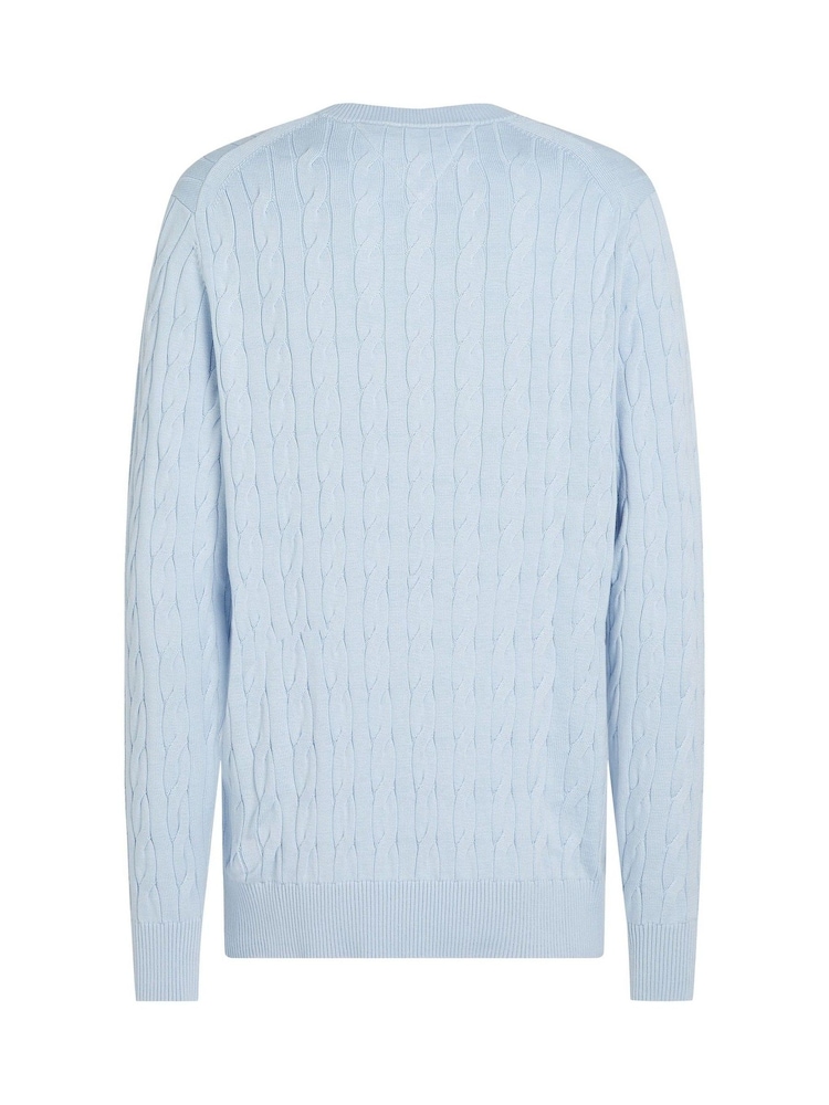 Синий - Tommy Hilfiger Classic Cable 100% Cotton Jumper - Image 6 of 6