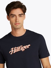 Tommy Hilfiger Blue Hilfiger Summer Script 100% Cotton T-Shirt - Image 4 of 6