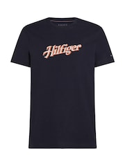 Tommy Hilfiger Blue Hilfiger Summer Script 100% Cotton T-Shirt - Image 5 of 6