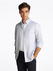 Tommy Hilfiger Chalk White Regular Fit Flex Poplin Stripe 100% Cotton Shirt - Image 1 of 6