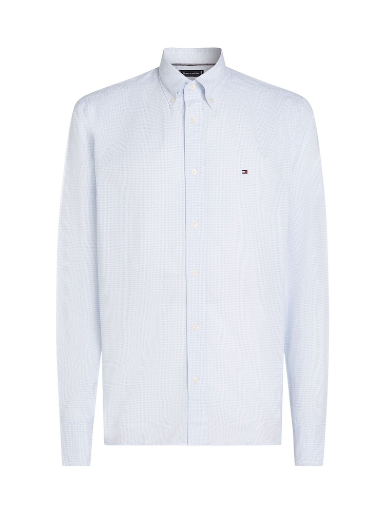 Tommy Hilfiger Chalk White Regular Fit Flex Poplin Stripe 100% Cotton Shirt - Image 5 of 6