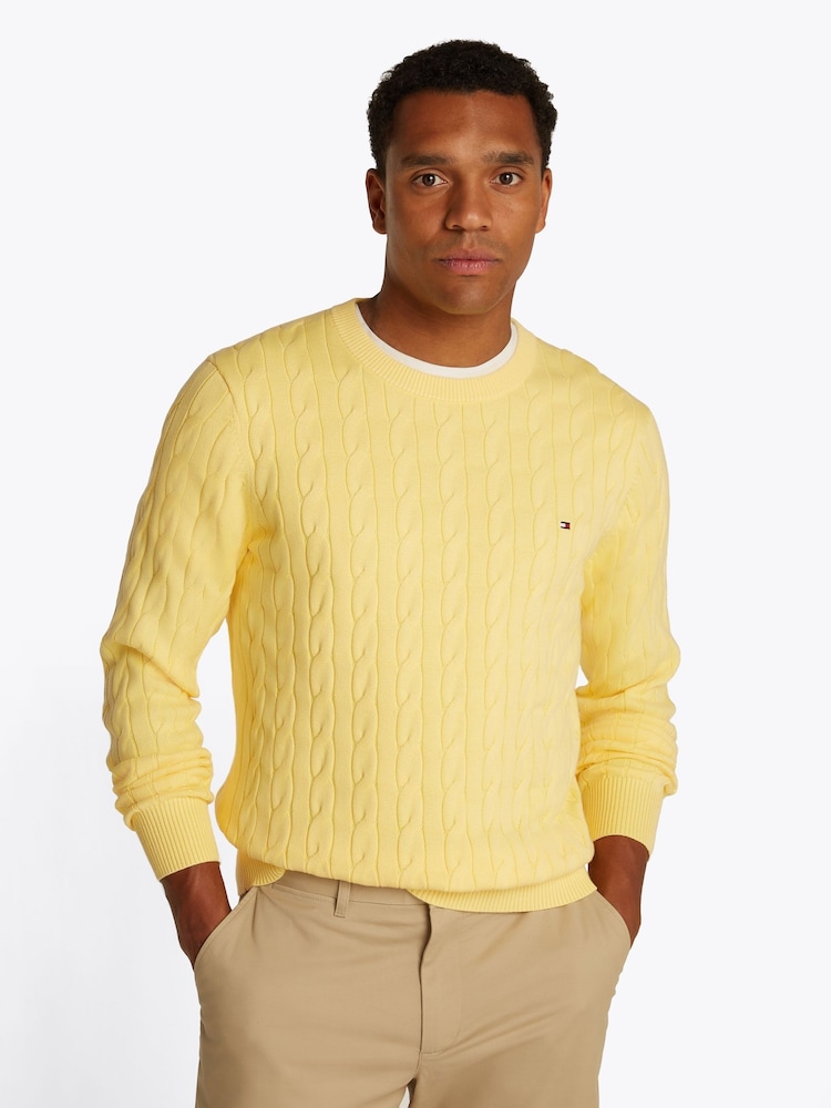 Красный - Tommy Hilfiger Classic Cable 100% Cotton Jumper - Image 1 of 6