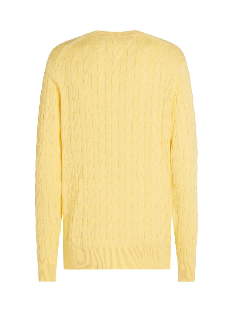 Красный - Tommy Hilfiger Classic Cable 100% Cotton Jumper - Image 6 of 6