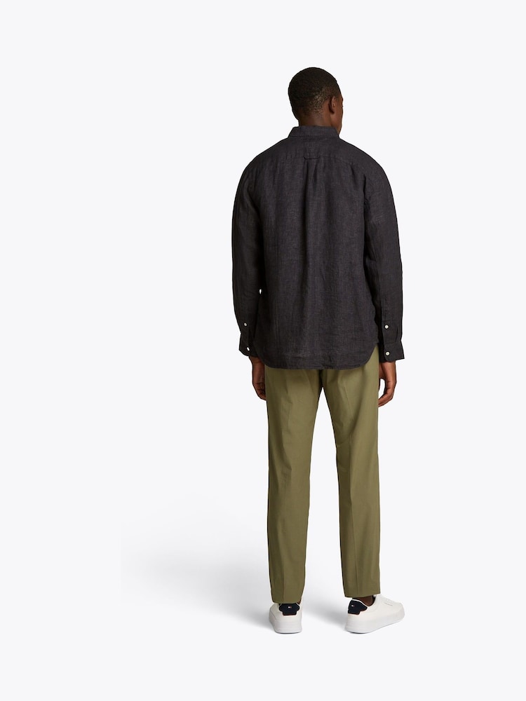Tommy Hilfiger Black Stripe Washed Linen Long Sleeve Shirt - Image 3 of 6