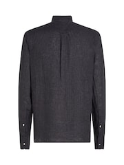 Tommy Hilfiger Black Regular Fit Essential Stripe 100% Linen Shirt - Image 6 of 6