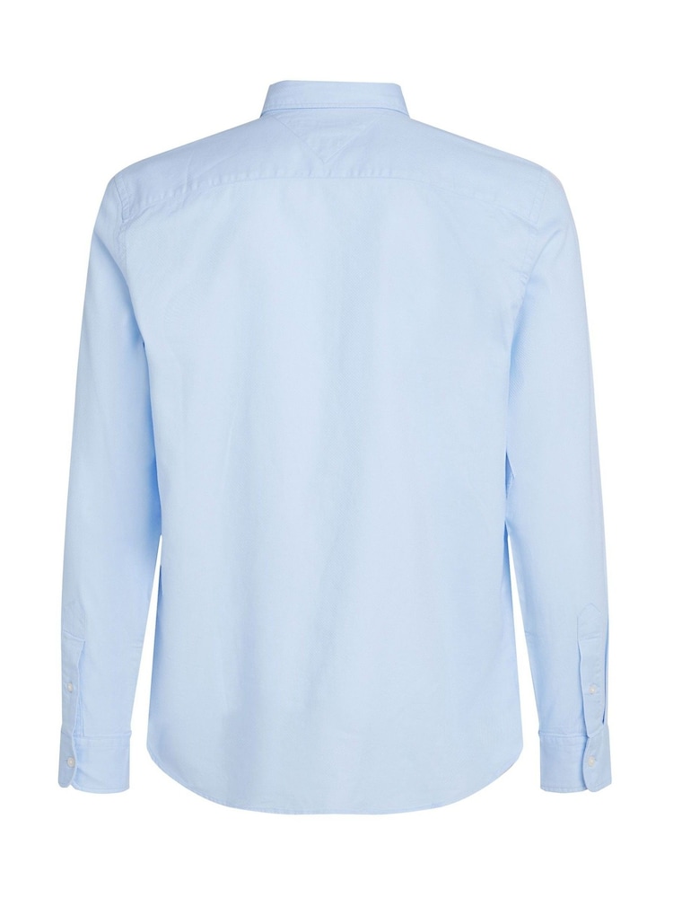 Tommy Hilfiger Denim Blue Slim 100% Cotton Flex Dobby Shirt - Image 6 of 6