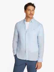 Tommy Hilfiger Light Blue 100% Linen Pigment Dyed Shirt - Image 1 of 6