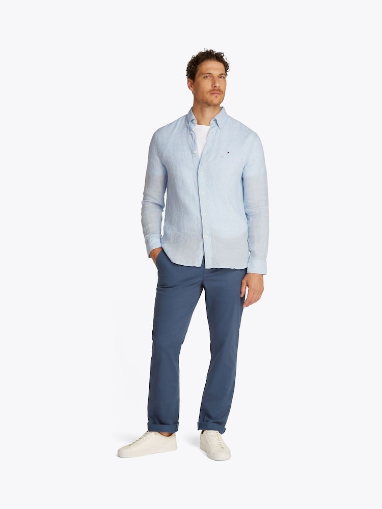 Tommy Hilfiger Light Blue 100% Linen Pigment Dyed Shirt - Image 2 of 6