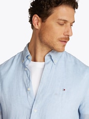 Tommy Hilfiger Light Blue 100% Linen Pigment Dyed Shirt - Image 4 of 6