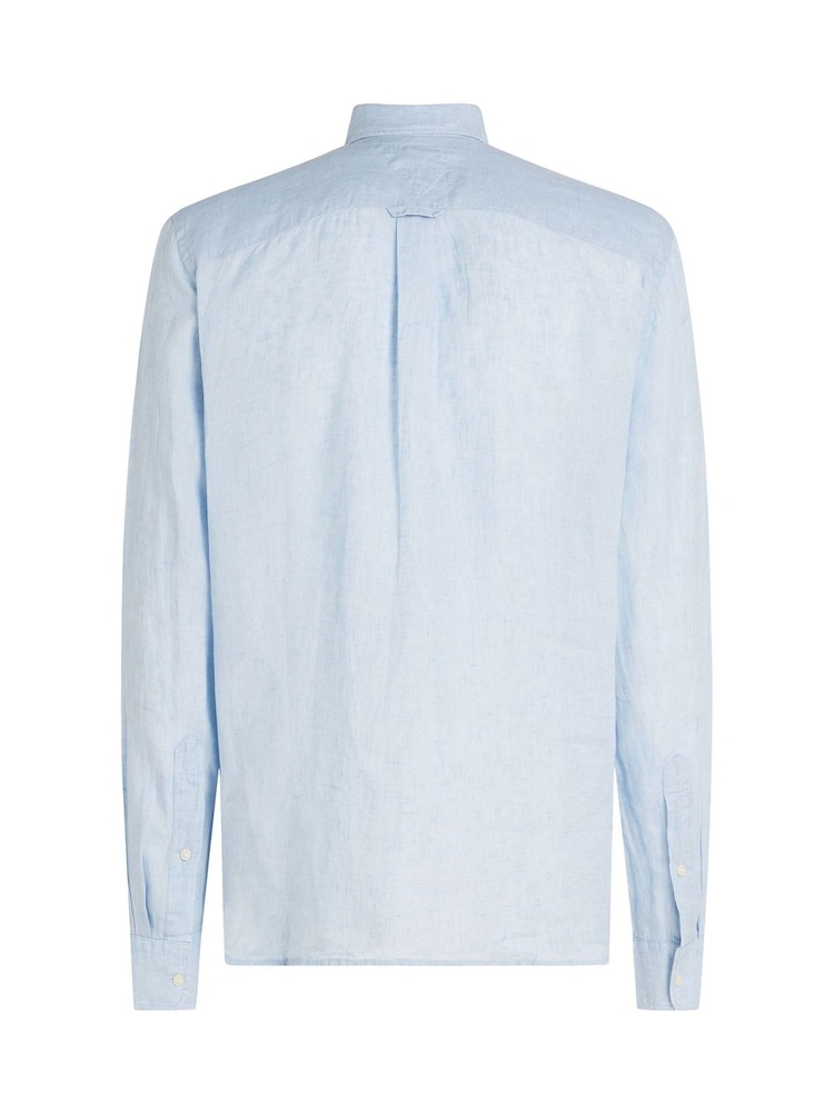 Tommy Hilfiger Light Blue 100% Linen Pigment Dyed Shirt - Image 6 of 6