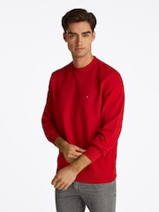 Tommy Hilfiger Red Regular Fit Essential Terry 100% Cotton Sweatshirt - Image 1 of 7