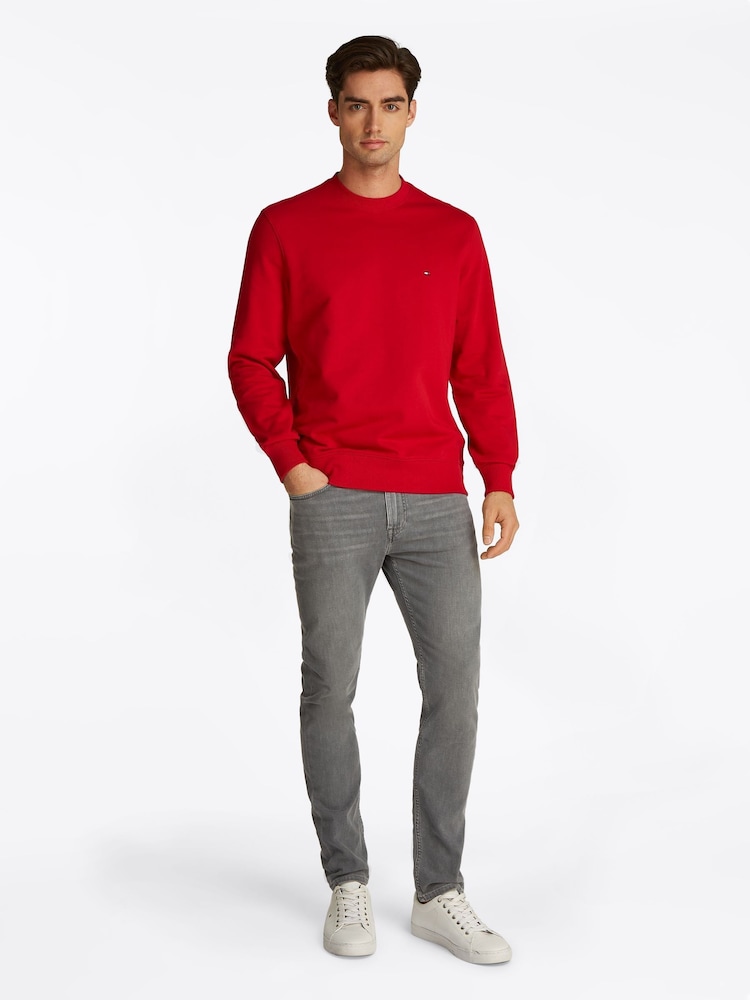Tommy Hilfiger Red Regular Fit Essential Terry 100% Cotton Sweatshirt - Image 2 of 7